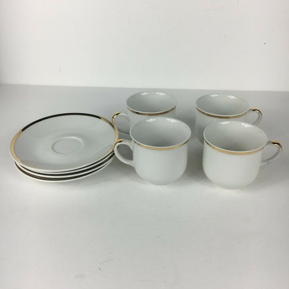 Set Of 4 Cups And Saucers Southington by Baum Fine China Jasmine in Box - Picture 1 of 8